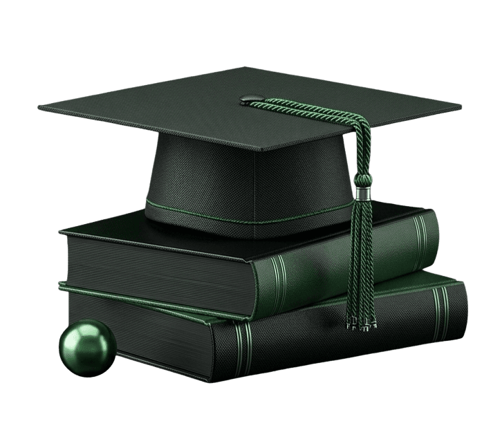 IPBM graduation cap and courses visual